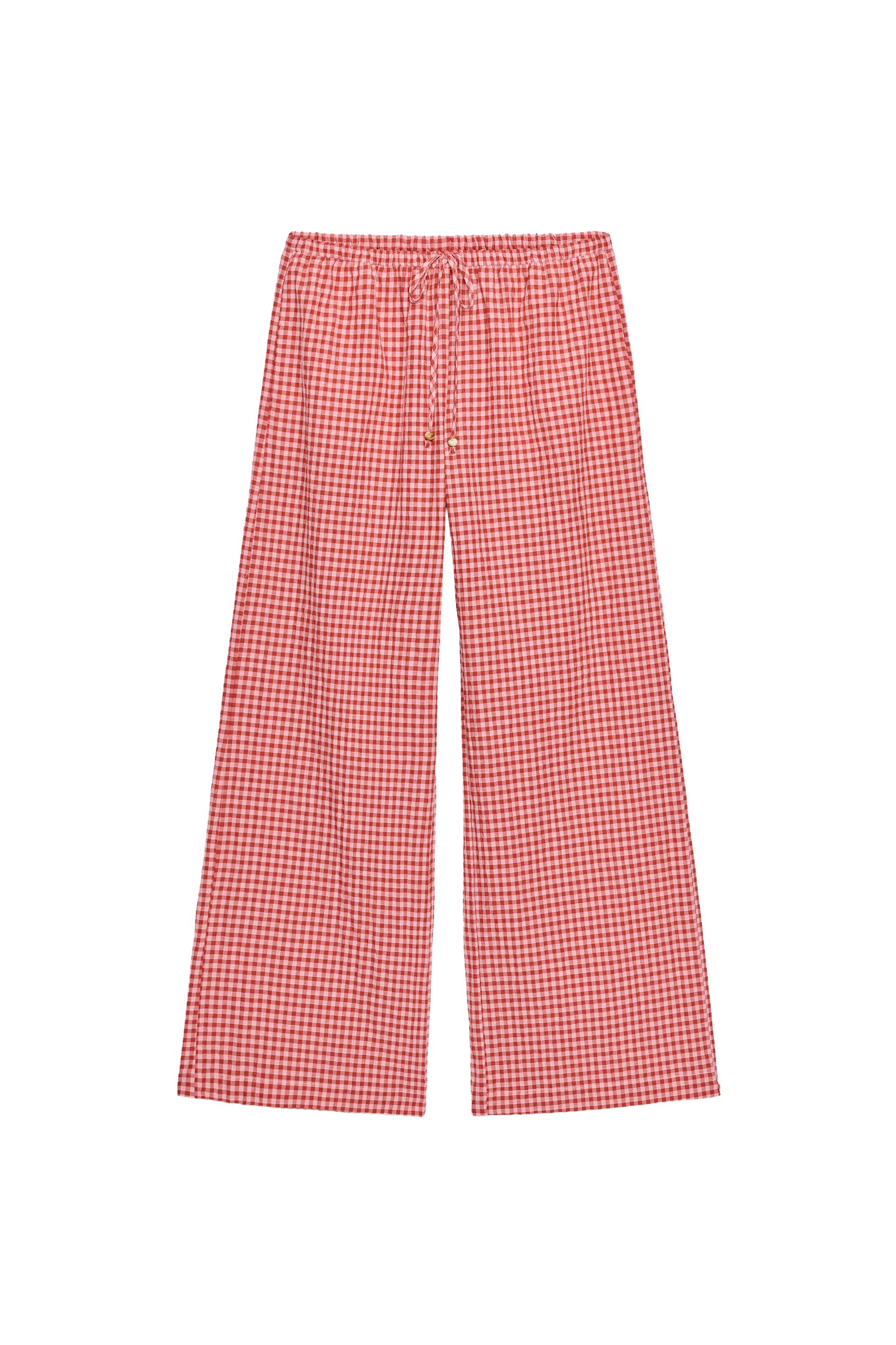 GINGHAM WIDE LEG PANTS